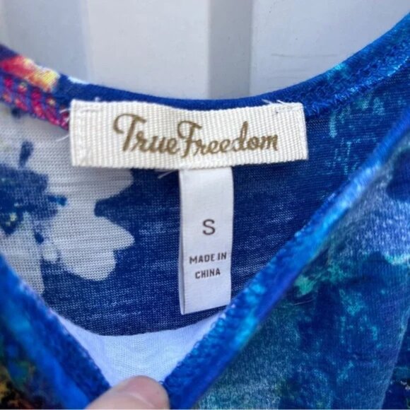 True Freedom Dress High-low Floral Strappy Blue Womens Small S - Picture 8 of 10